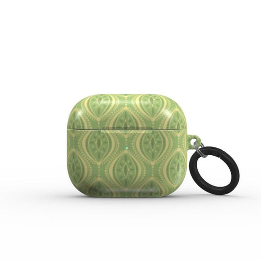 Boho Geometric AirPods Case – Intricate Dark Green & Cream
