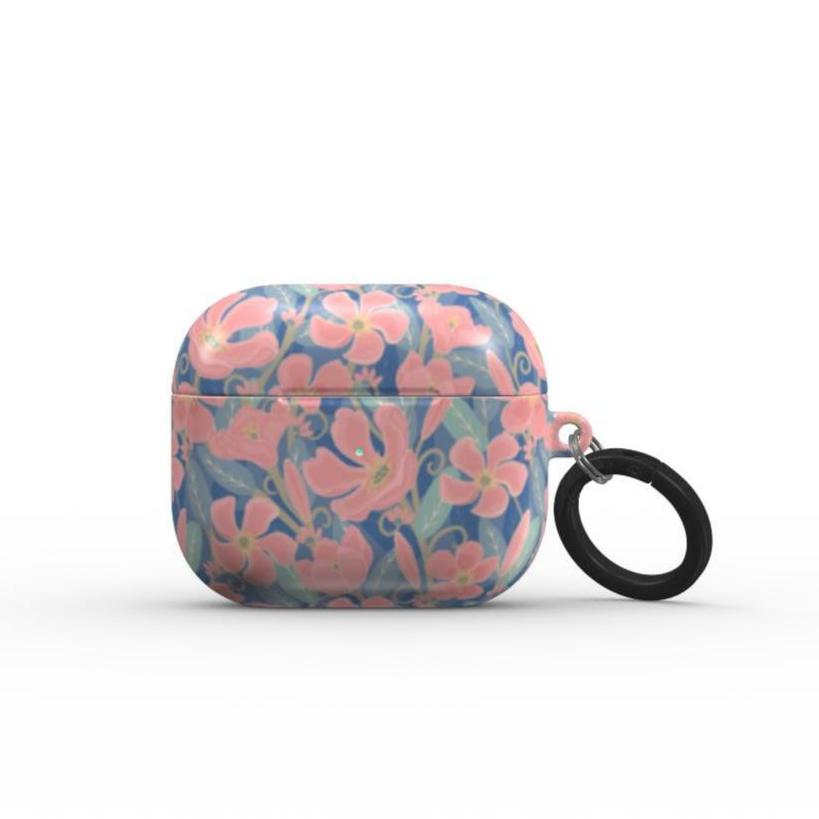 Floral Pink Blue Apple Airpod Case