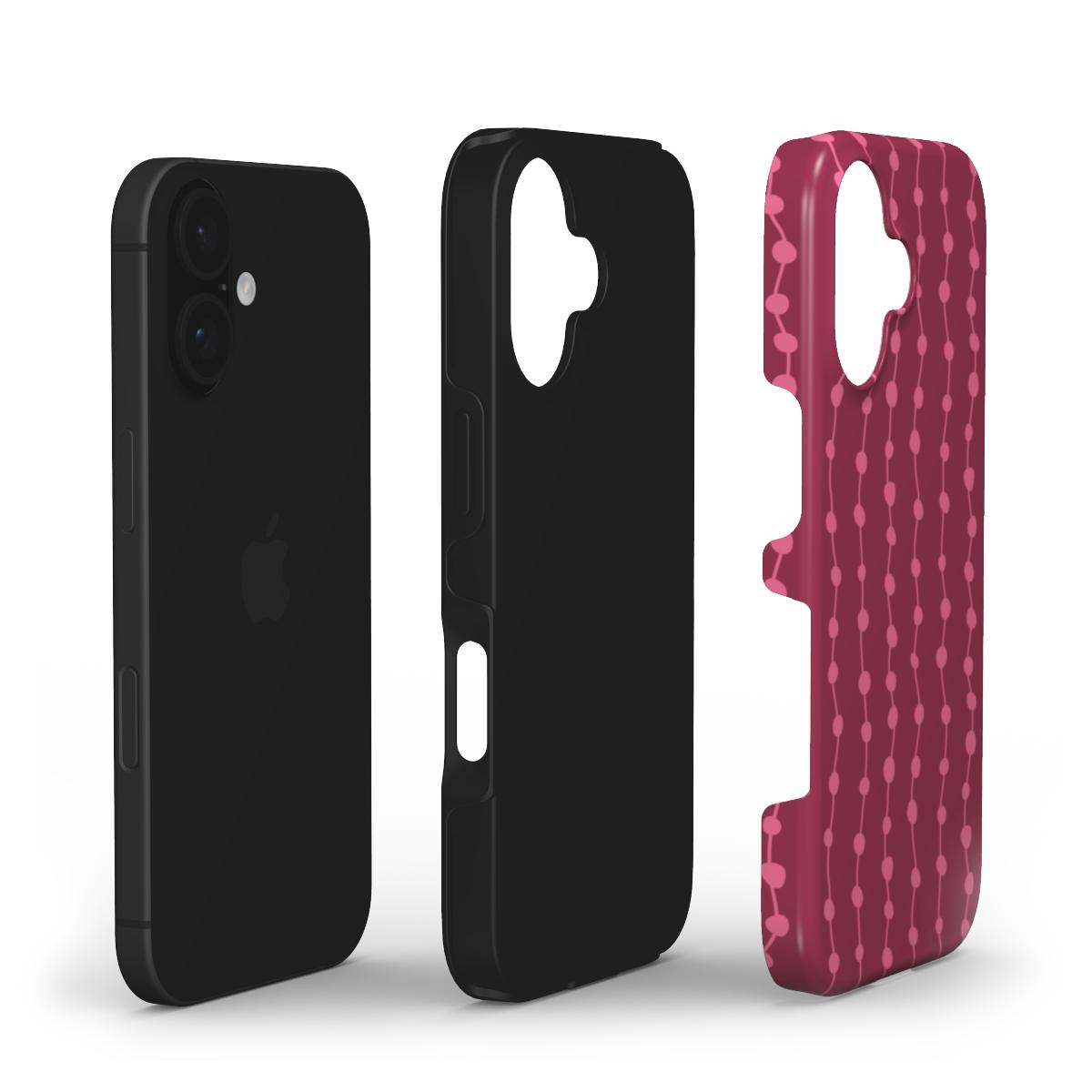 Aesthetic Designer Phone Case - Cherry & Pink Stripes | Tough Phone Cover