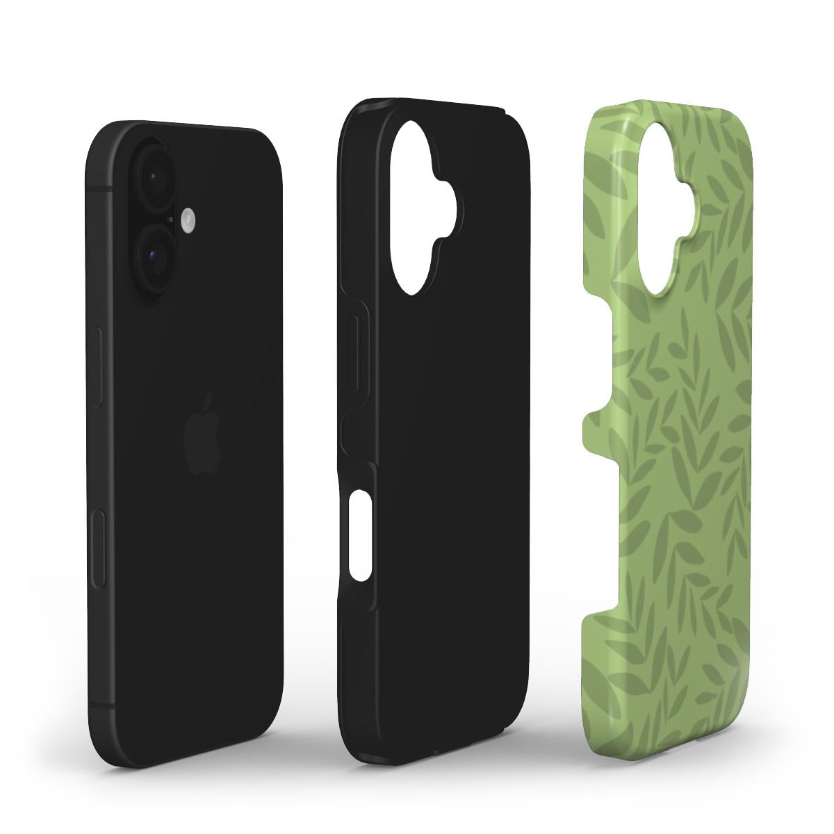 Designer Phone Case – Stylish Olive Green Leaf | Tough Phone Cover