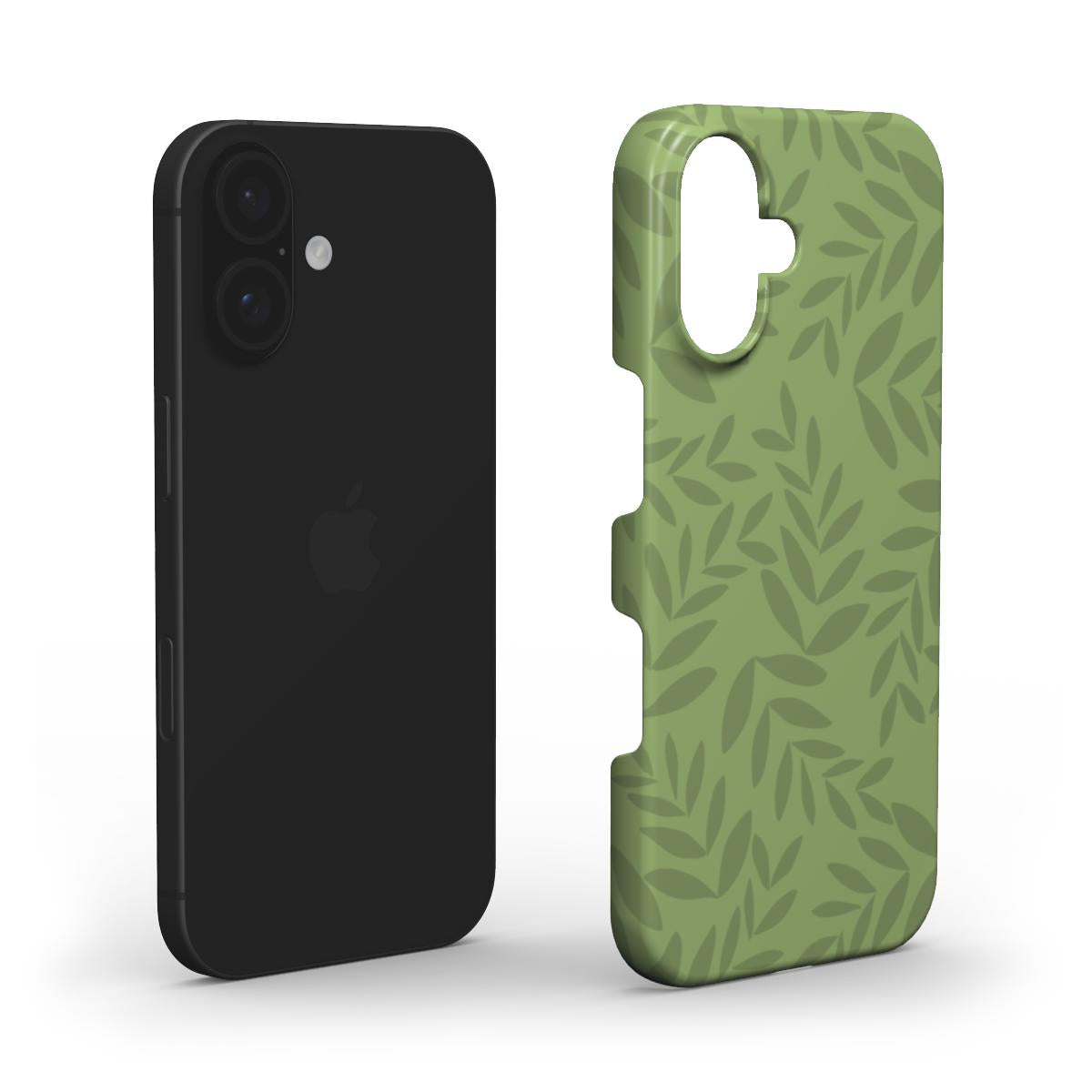 Designer Phone Case – Stylish Olive Green Leaf Snap Cover