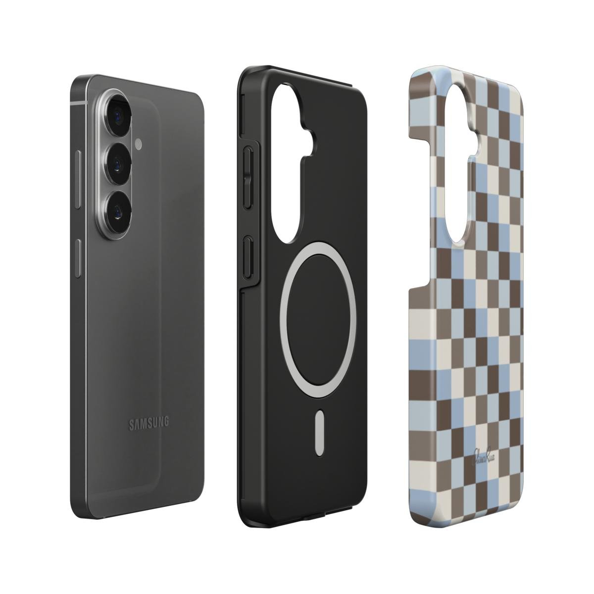 Blue and Brown Check – Magnetic Tough Phone Case | Elissa Rua