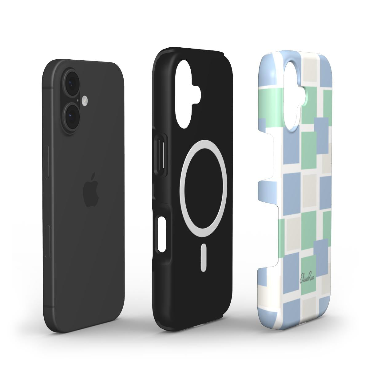 Blue and Green Pastel Squares – MagSafe Tough Phone Case | Elissa Rua
