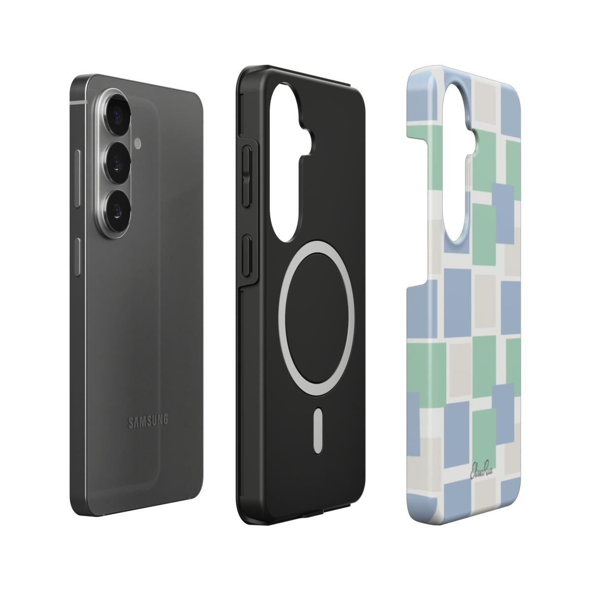 Blue and Green Pastel Squares – Magnetic Tough Phone Case | Elissa Rua