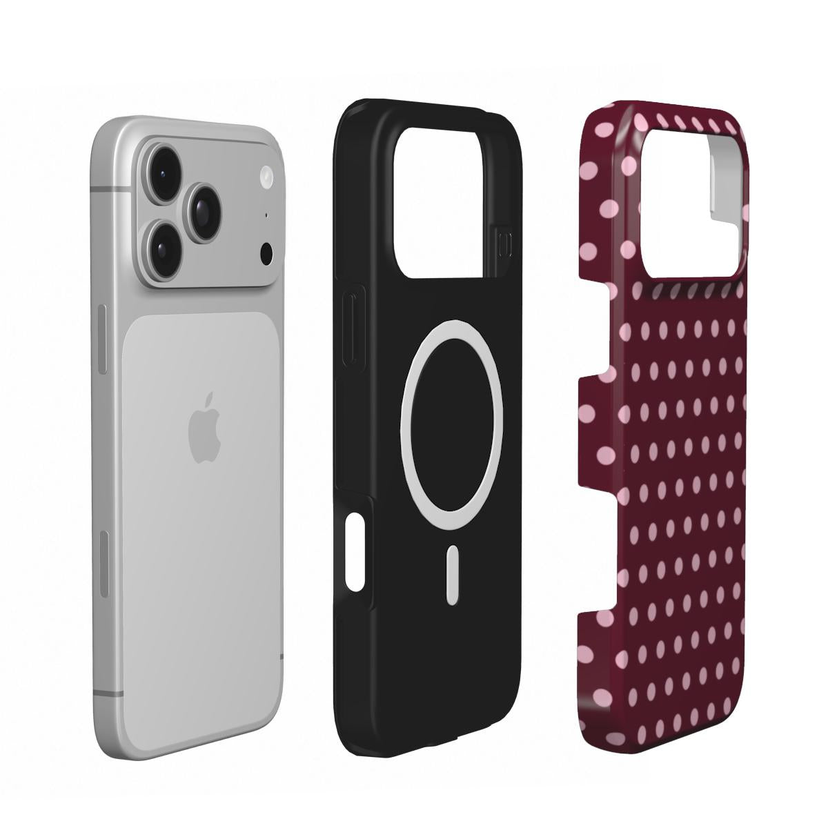 Burgundy Polka Dot – MagSafe Tough Phone Case | Elissa Rua