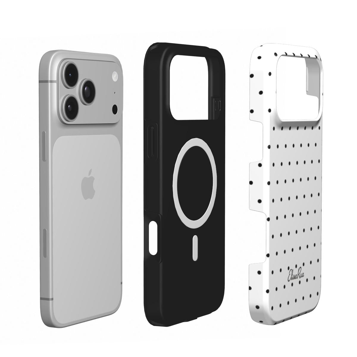 White Polka Dots – MagSafe Tough Phone Case | Elissa Rua