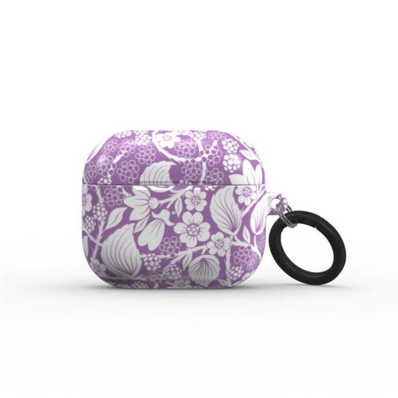 Airpod Case with purple blackberry design