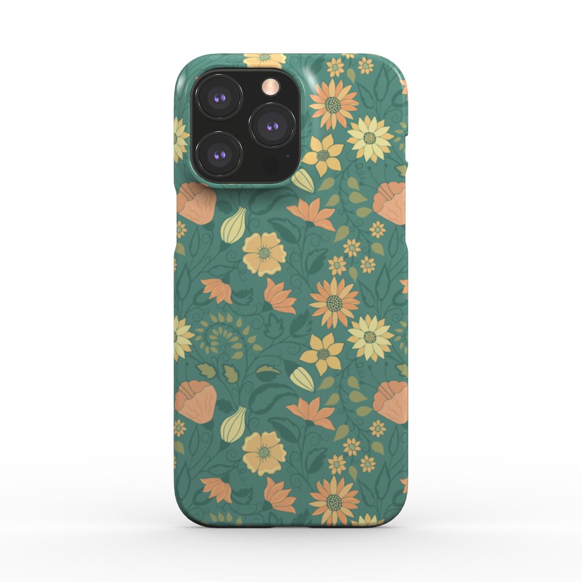 Blue & Peach Floral Wilderness Snap Phone Case for iPhone and Samsung