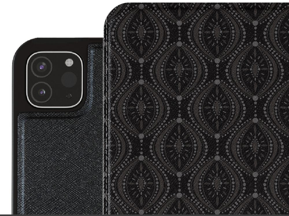 Black geometric Vegan leather iPad Pro 12.9-inch cover closeup