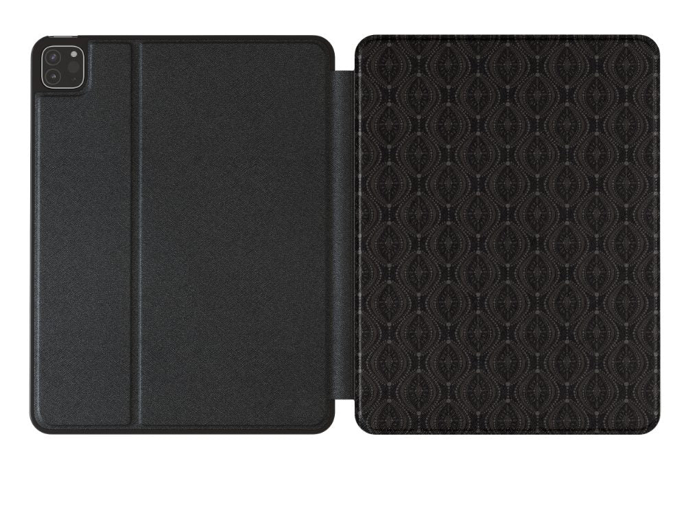 Boho Geometric iPad Case (Black) | Stylish Protection with Apple Pencil Slot