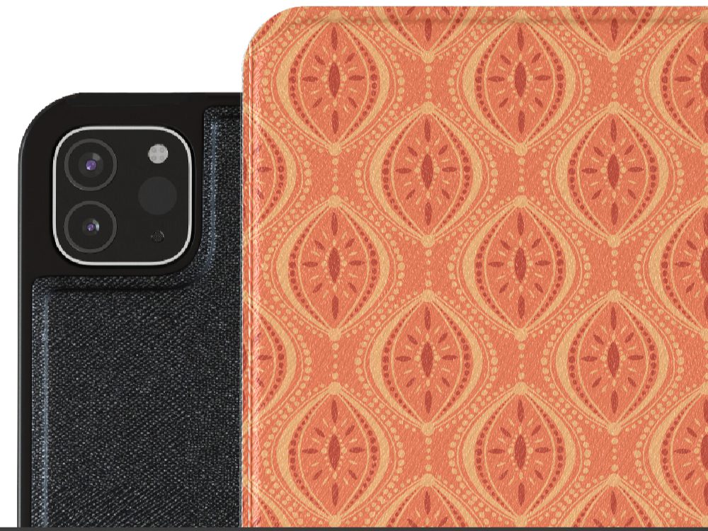 Orange geometric Vegan leather iPad Pro 12.9-inch cover closeup