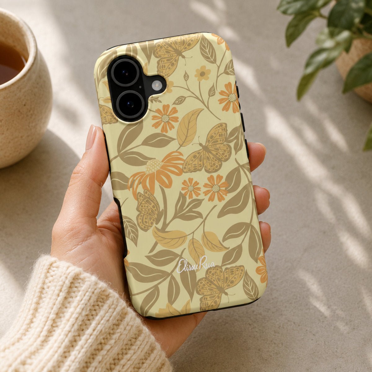 Butterfly and floral phone case design