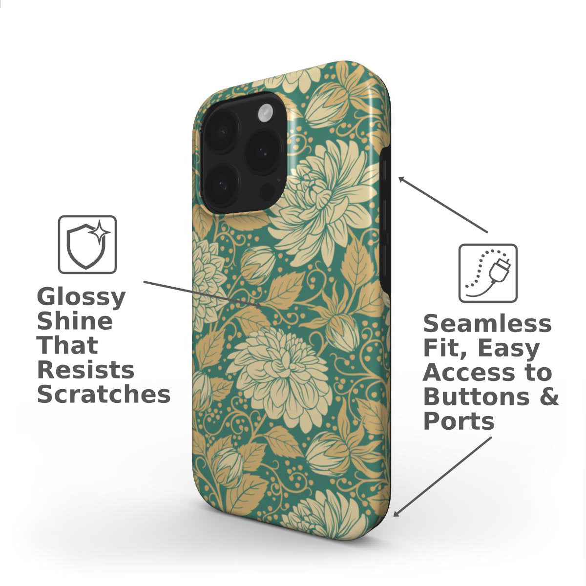 Dahlia Teal Floral Phone Case