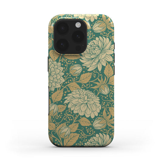 Dahlia Floral Teal Tough Phone Case for iPhone and Samsung