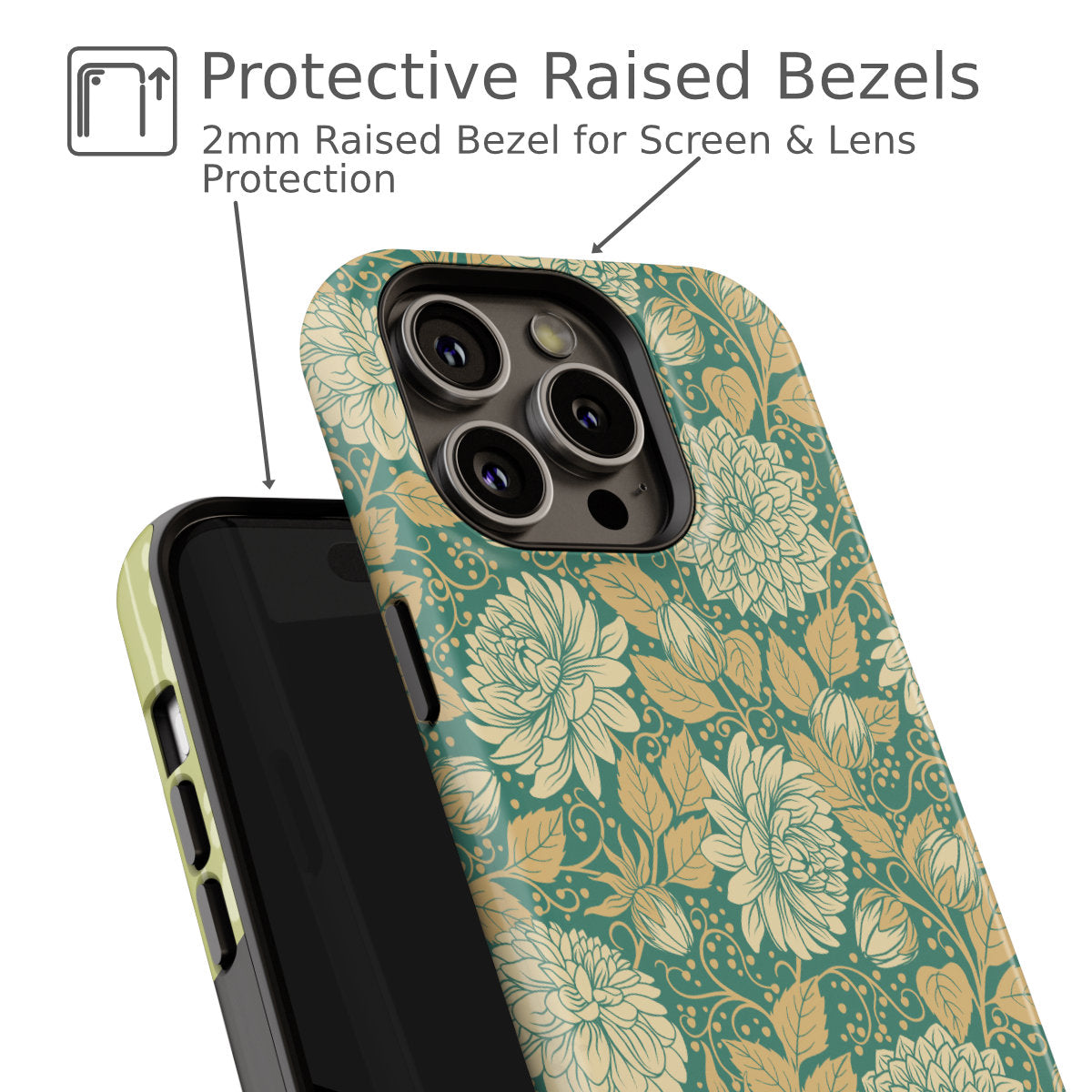 Vintage Floral Dahlia Tough Phone Case - Teal