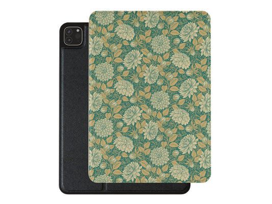Dahlia Floral Premium Vegan Leather iPad Pro 11-inch cover with Apple Pencil holder and microfiber lining