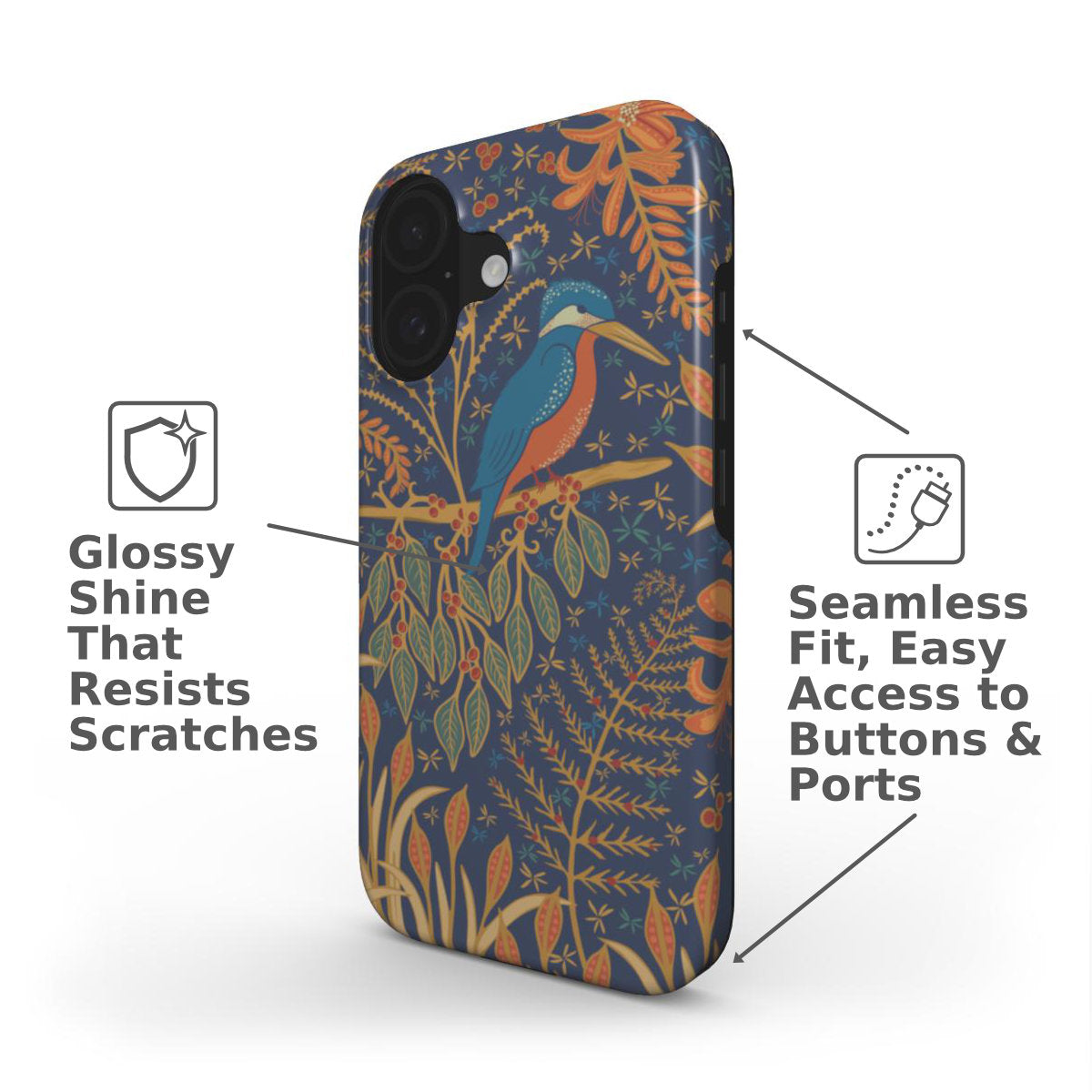 Side view of the kingfisher phone case