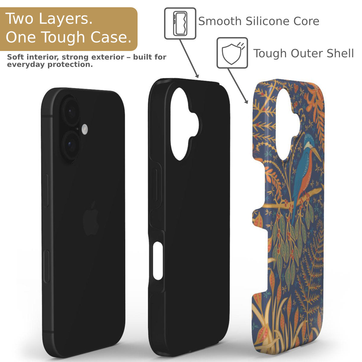 Kingfisher phone case layers