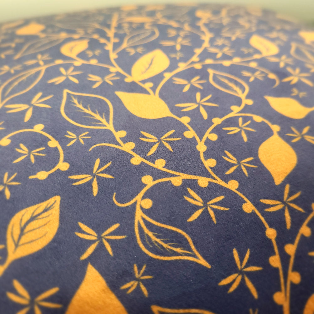 Navy & Copper Linework Floral Cushion – (45x45cm)