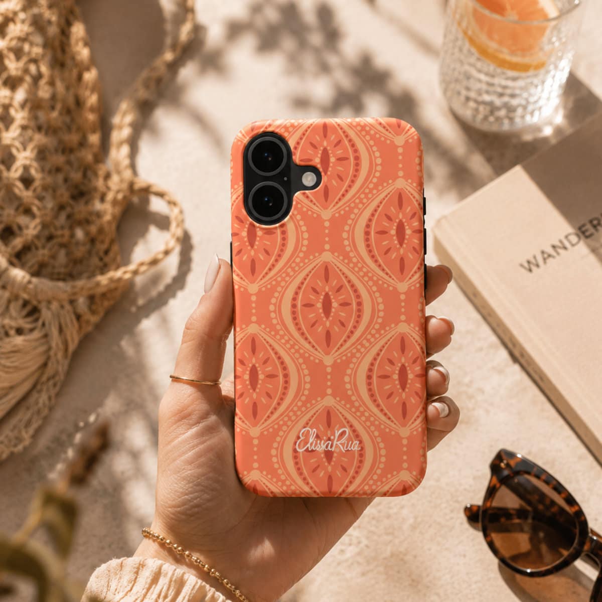 Boho Orange Geometric Pattern – Snap Phone Case | Elissa Rua