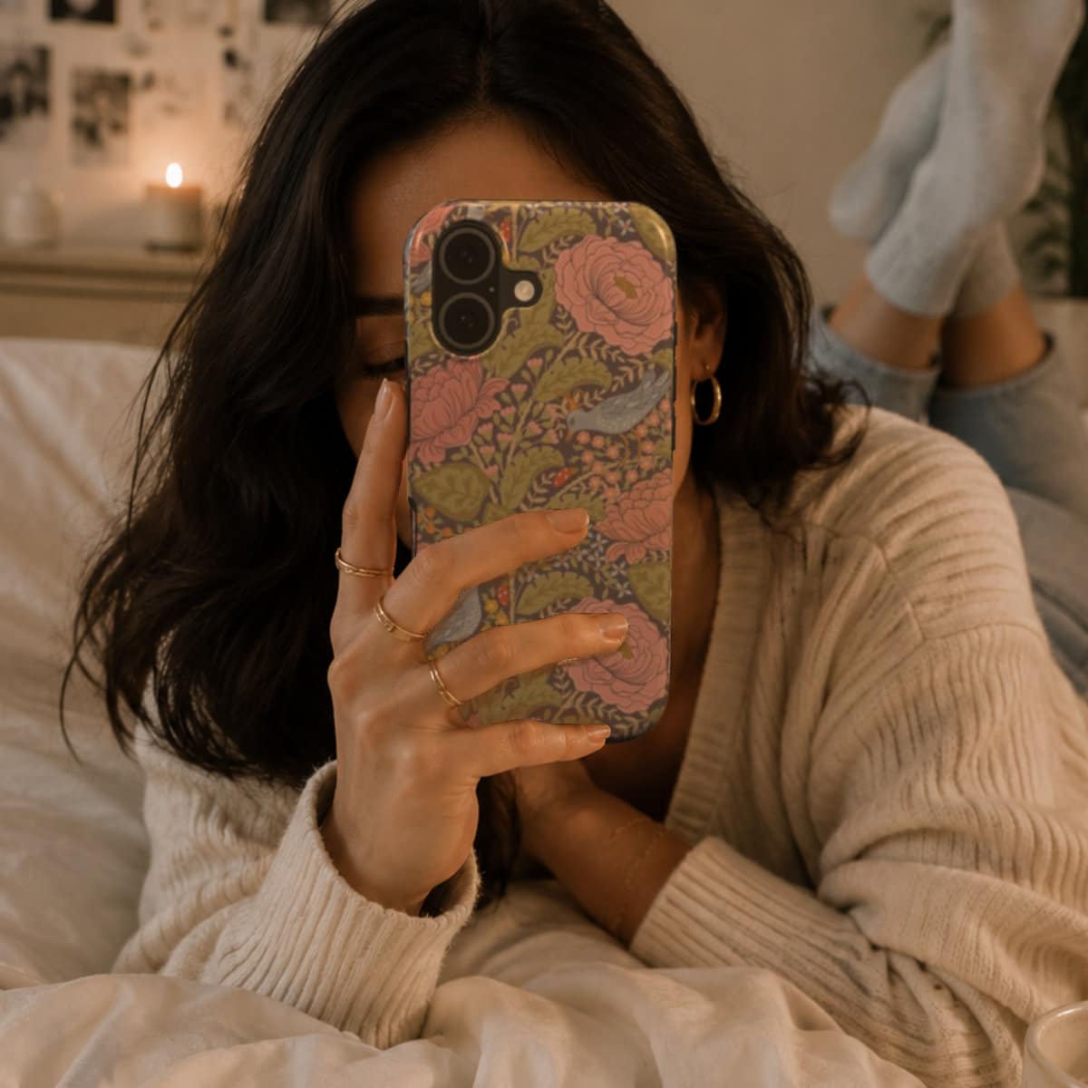 Peonies & Birds – Magnetic Tough Phone Case | Elissa Rua