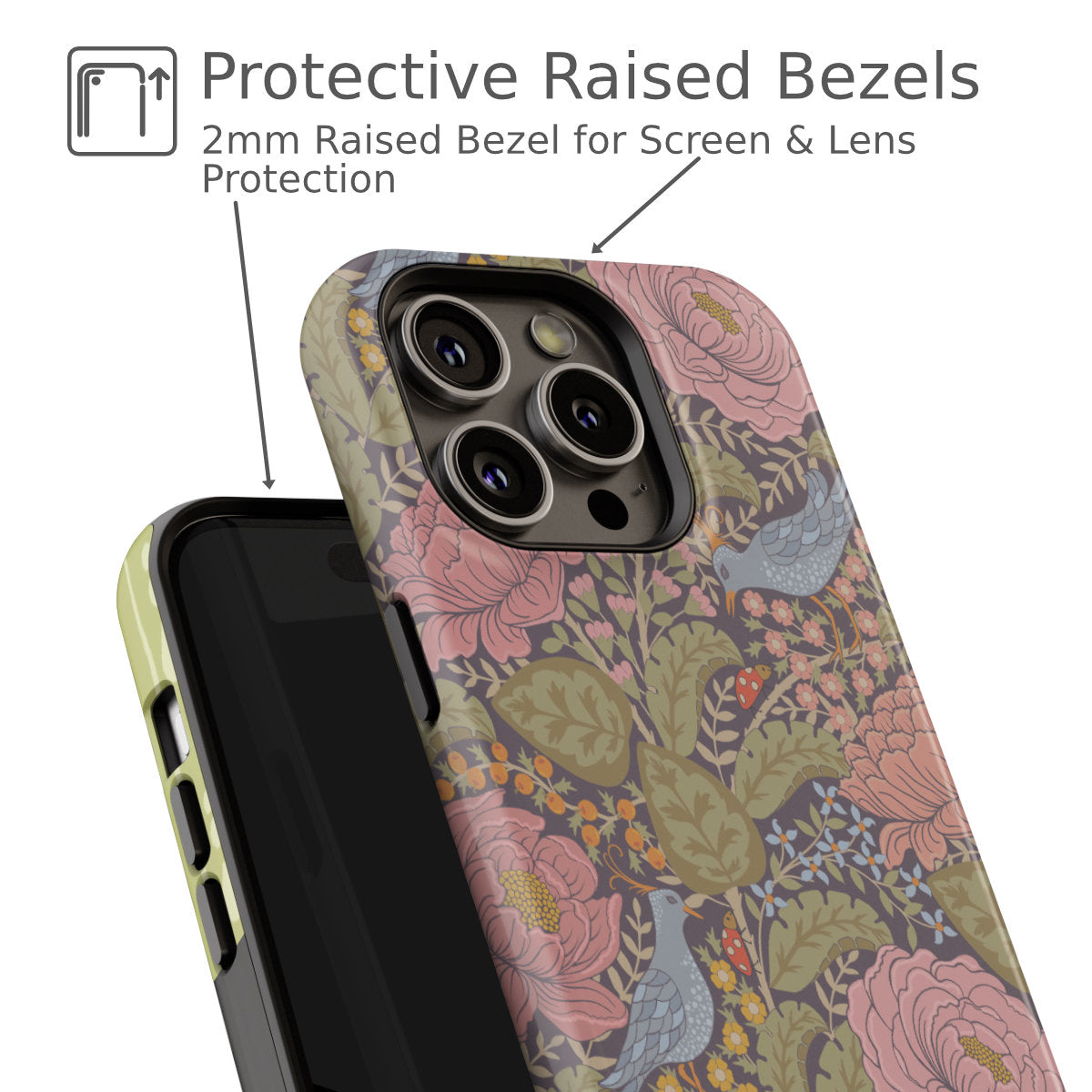 Artist Designed Phone Case - Artistic Peonies & Birds Tough Phone Cover for iPhone & Samsung