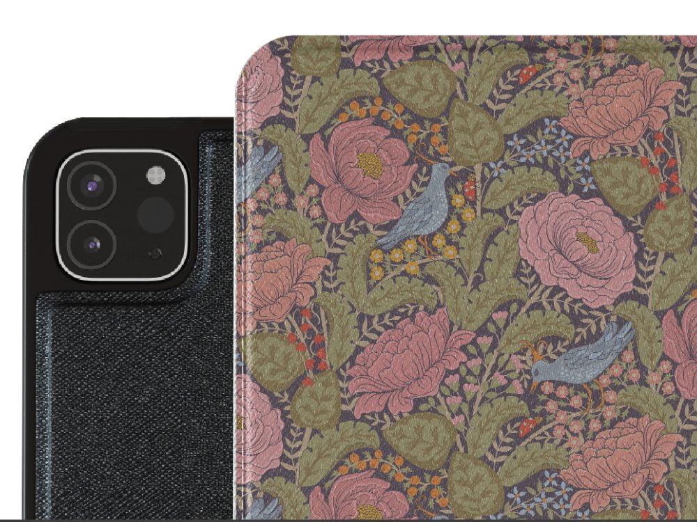 Peony & Bird Floral Vegan leather iPad Pro 12.9-inch cover closeup