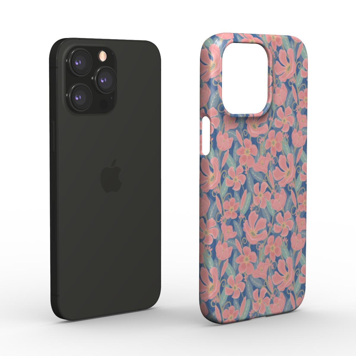 iPhone and Samsung Pink & Blue Floral Snap Phone Case for