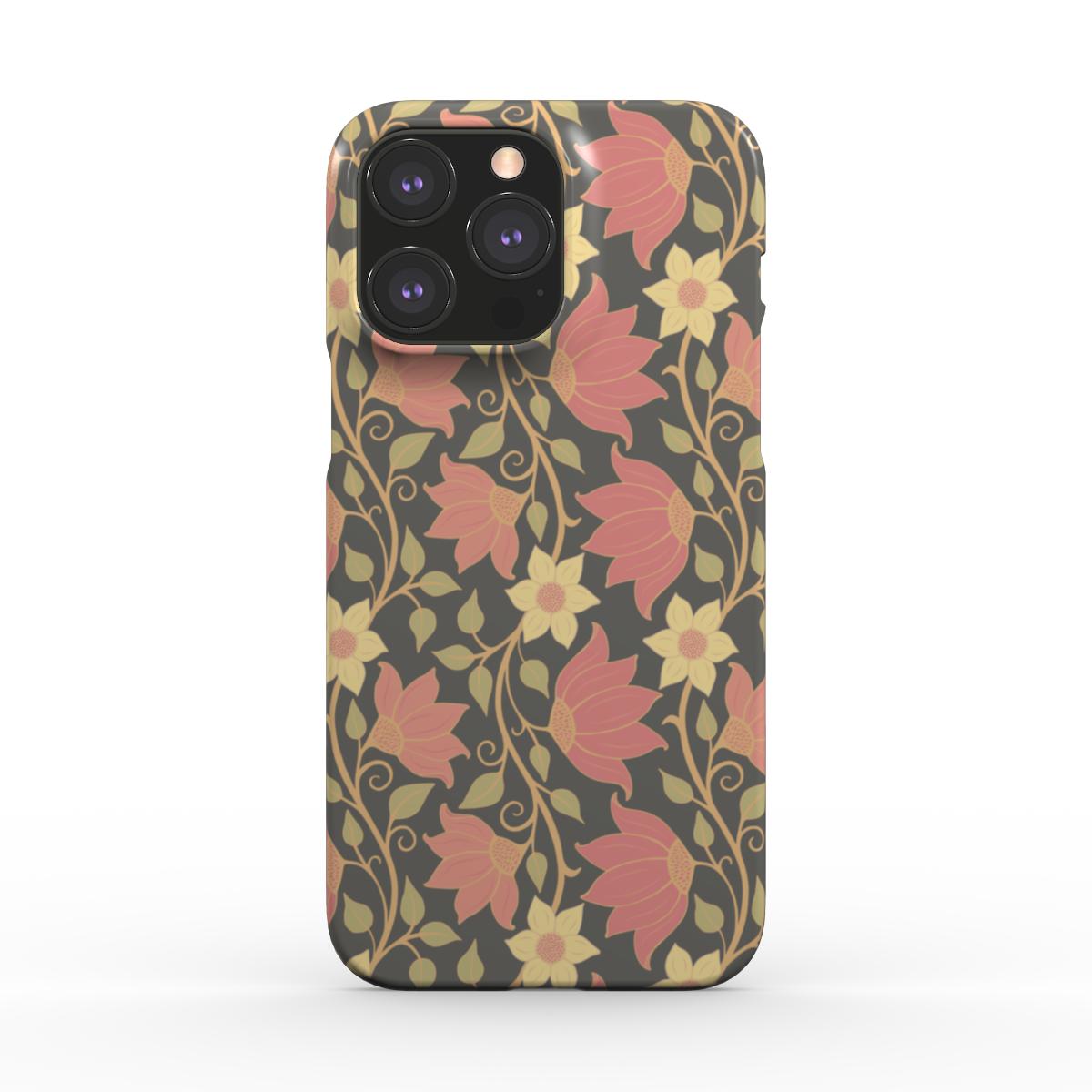 Pink & Dark Grey Floral Snap Phone Case for iPhone and Samsung