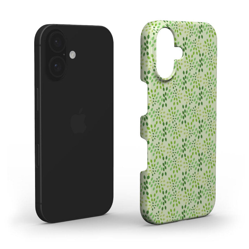 Snap phone case layer with abstract foliage in green