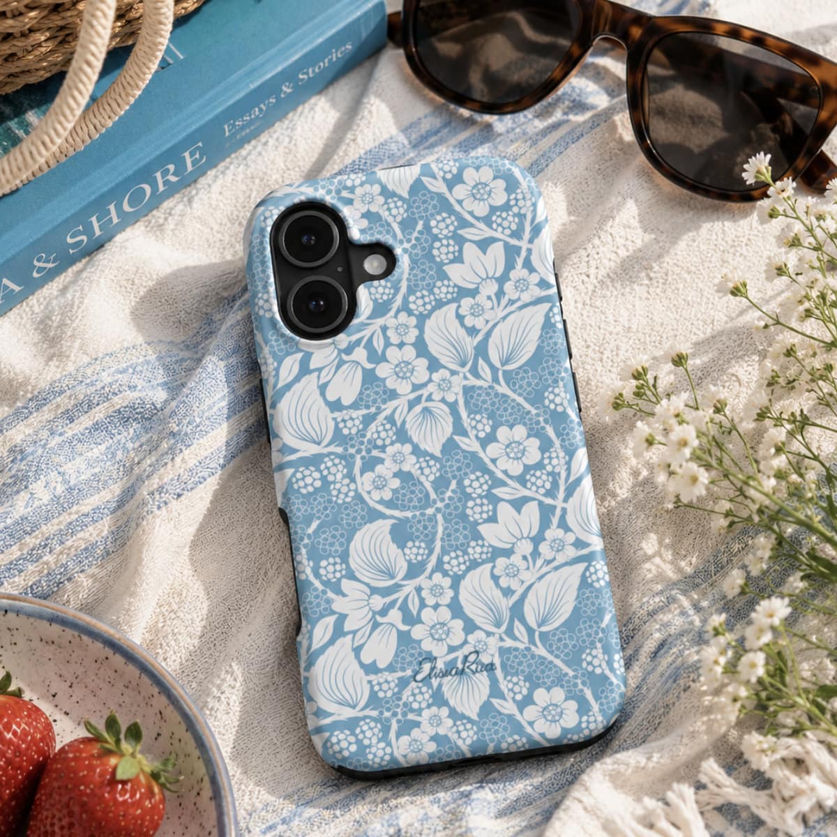 Blue Blackberry Botanical – MagSafe Tough Phone Case | Elissa Rua