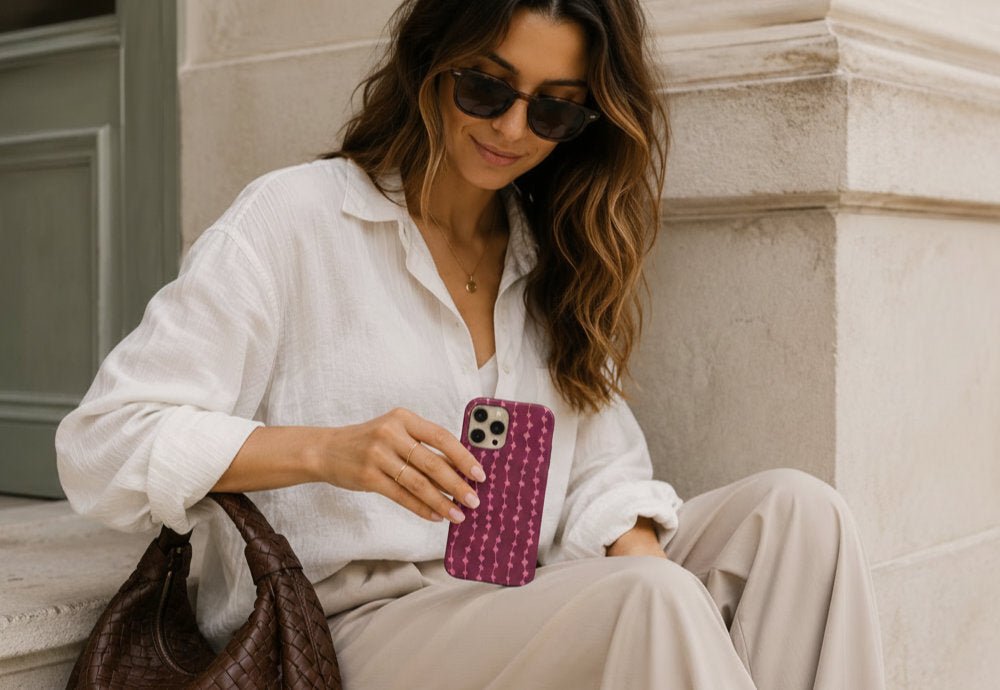 Cherry & Pink Stripe – Tough Phone Case | Elissa Rua