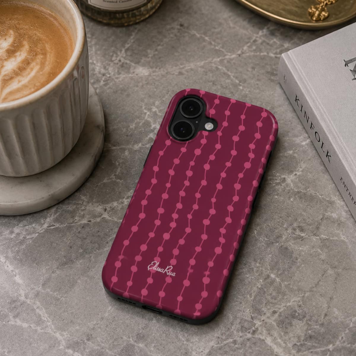 Cherry & Pink Stripe – Snap Phone Case | Elissa Rua