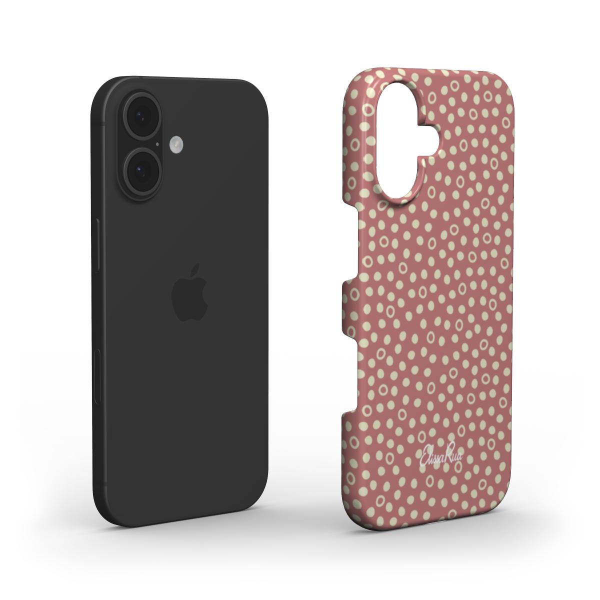 Dusty Rose Dots snap phone case layer with a soft pink background and an organic scattered dot pattern.