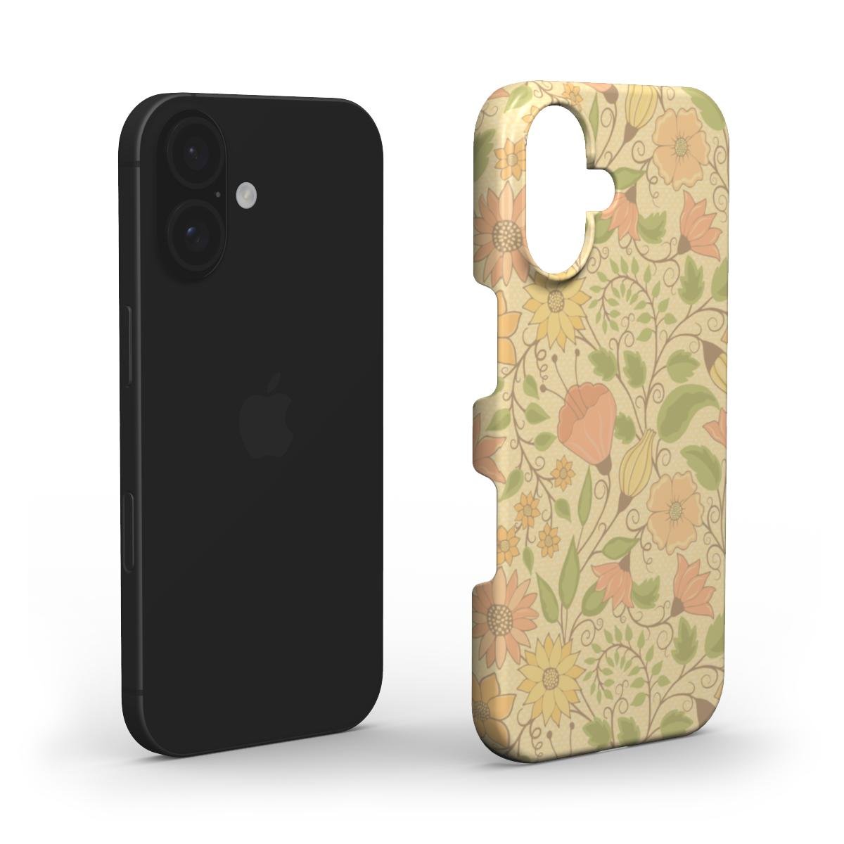Floral Wilderness snap phone case layer with a vintage-inspired floral pattern in warm, natural hues.