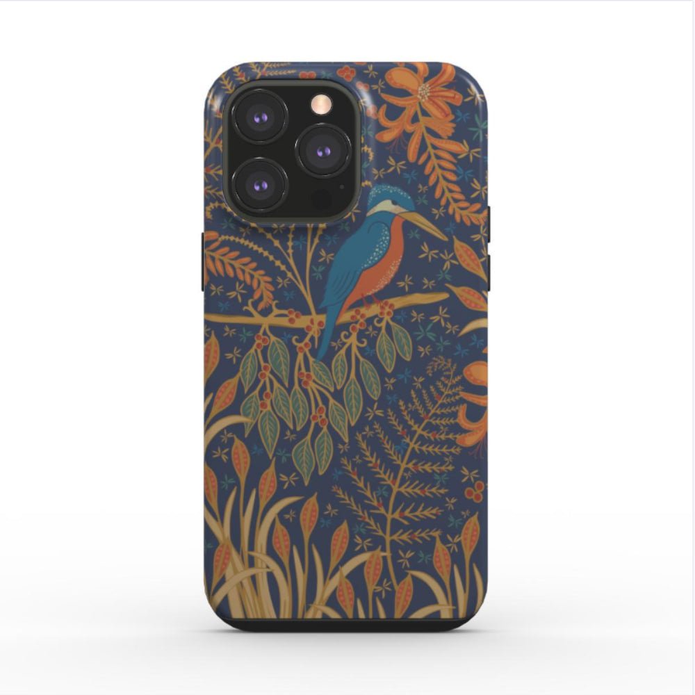 iPhone case with a Kingfisher design in Blue