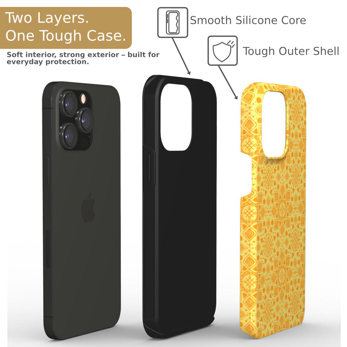 Mandala Sun Geometric Tough Phone Case Layers