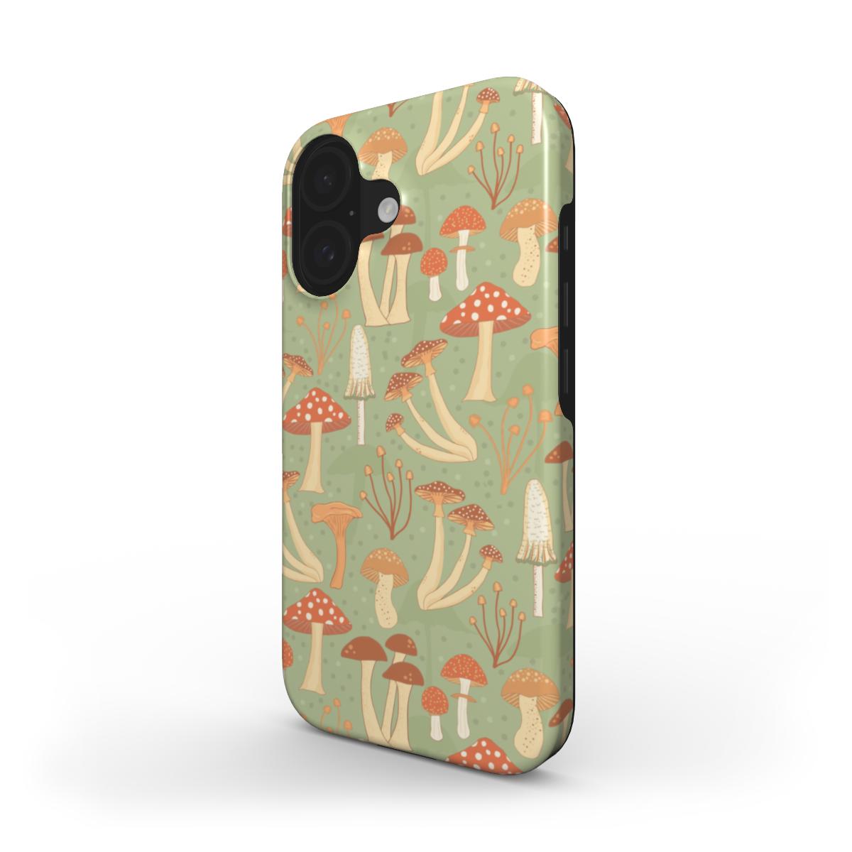Mushroom Art Phone Case Design – Whimsical Mushroom Tough Cover – side view showing case thickness and profile