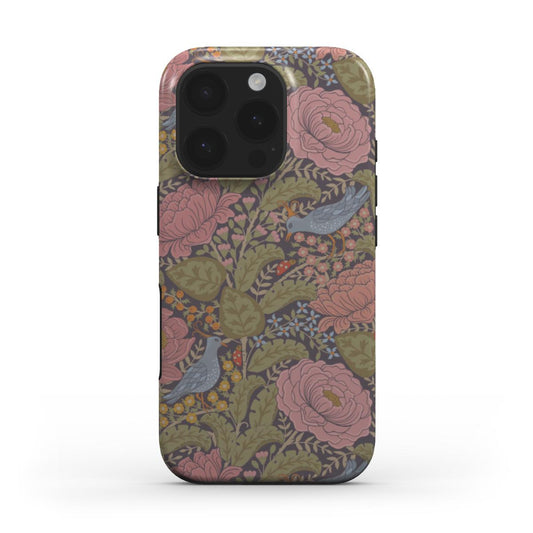 Peony & Bird Floral Tough Phone Case for iPhone and Samsung
