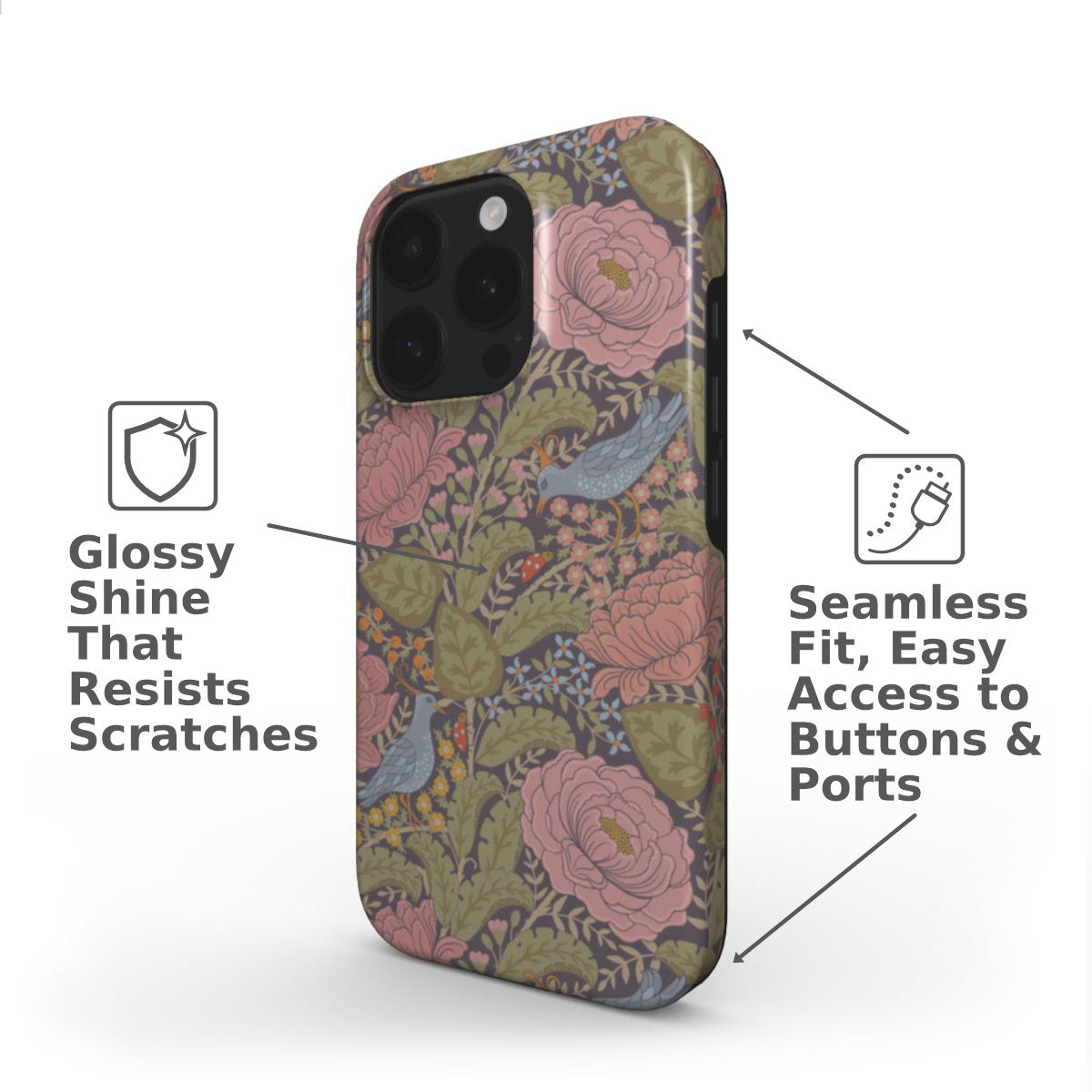 Peony & Birds Floral Phone Case