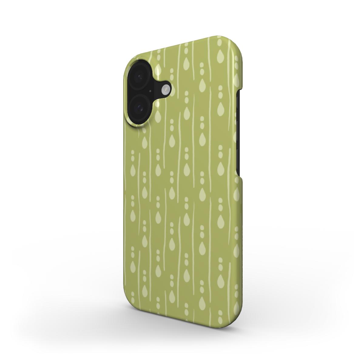 Side view of Water Drops phone case showing slim profile and soft abstract droplet design.