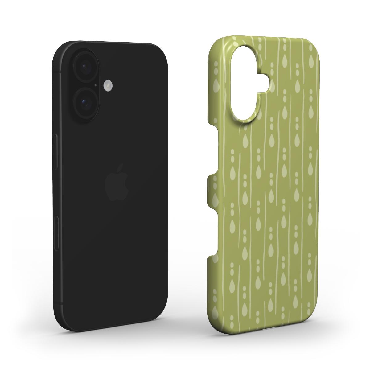Water Drops tough phone case displayed in two layers, with a TPU inner shell and hard outer shell featuring an abstract droplet pattern.
