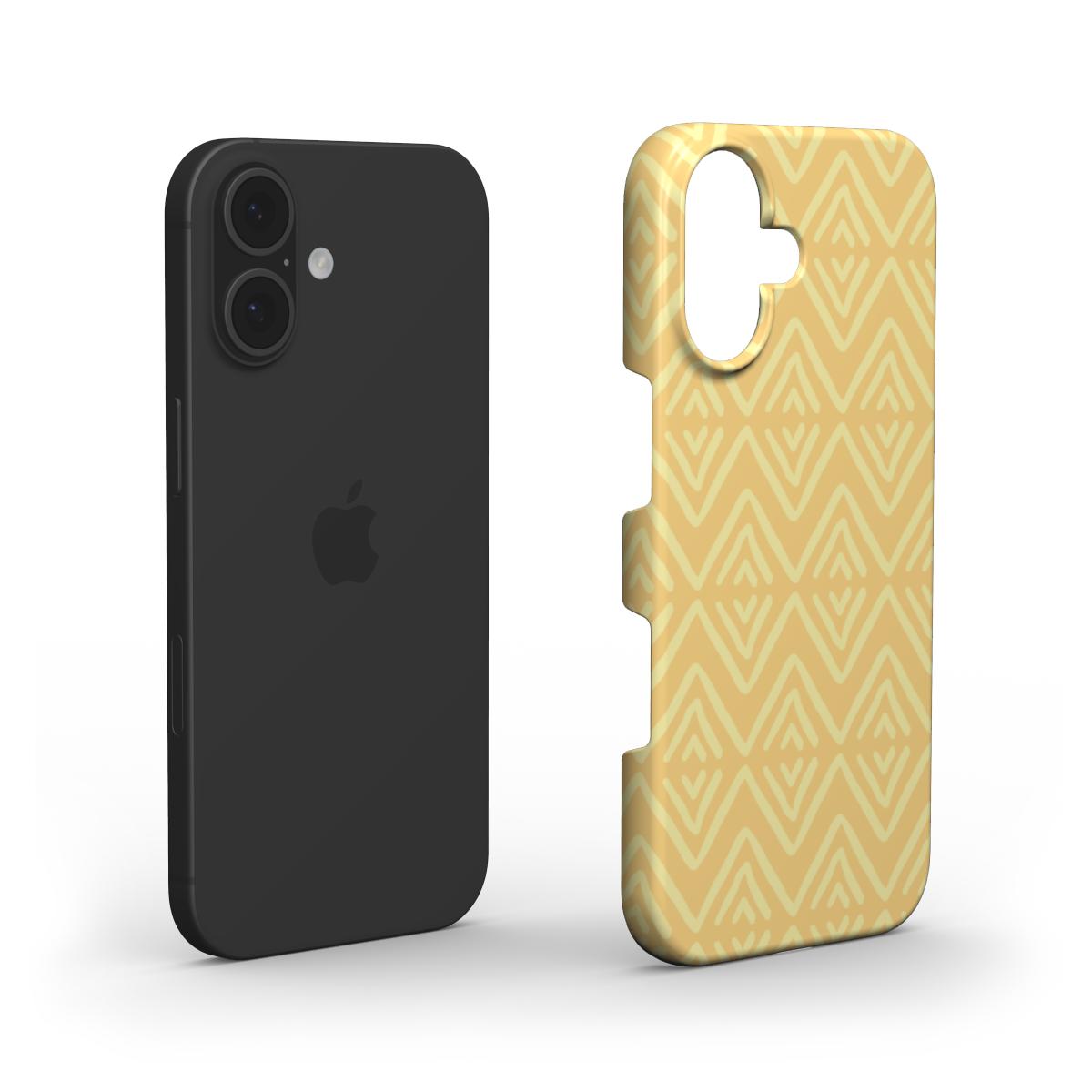 Layered view of Yellow Geometric Snap Phone Case with slim protective build