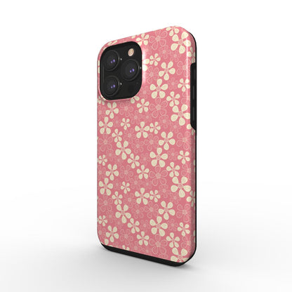 Contemporary Pink Floral Abstract Phone Case – Fresh Design for iPhone & Samsung Tough Phone Case