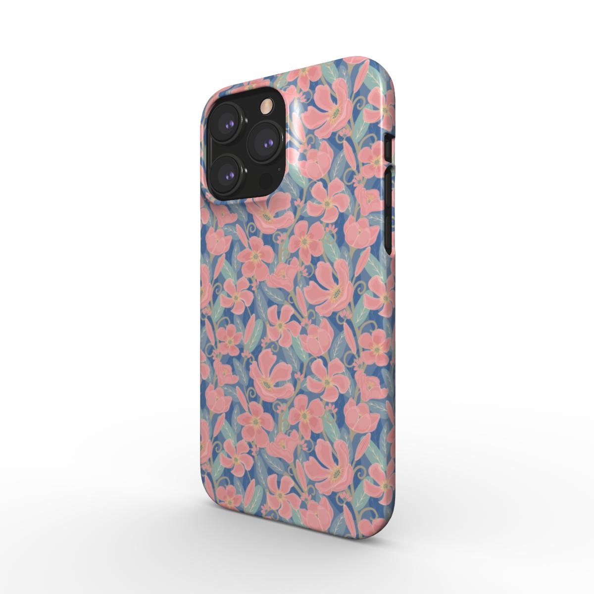 Floral Pink & Blue Snap Phone Case for iPhone and Samsung