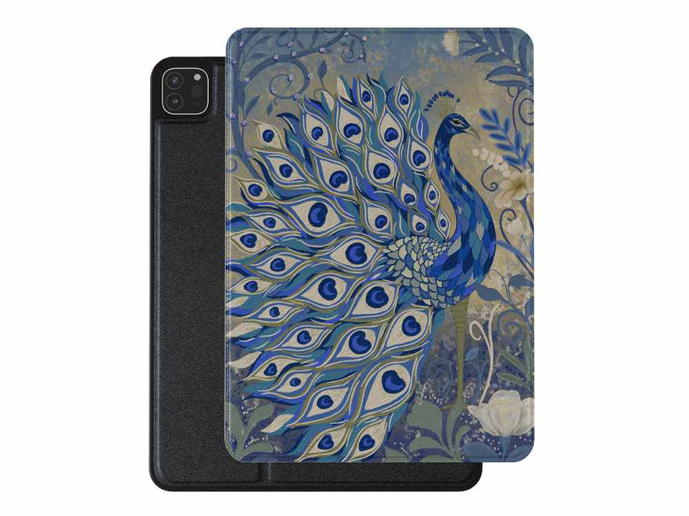 Luxury Peacock iPad Cover | Stylish Protection with Apple Pencil Slot