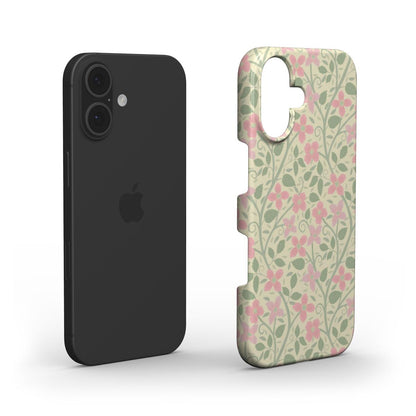 Clematis Floral Snap Phone Case – Pastel Pink & Green Botanical Design | Slim Aesthetic Cover for iPhone, Samsung & Google