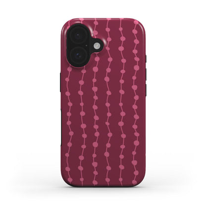 Aesthetic Designer Phone Case - Cherry & Pink Stripes | Tough Phone Cover
