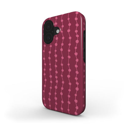 Aesthetic Designer Phone Case - Cherry & Pink Stripes | Tough Phone Cover