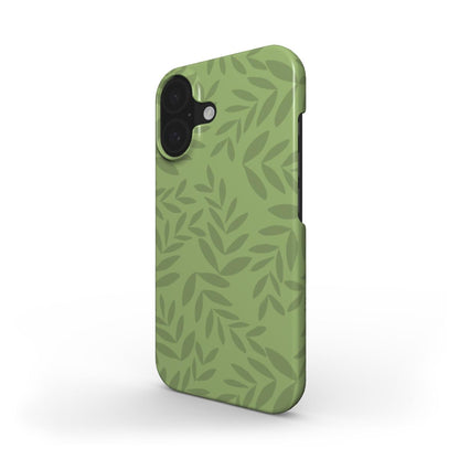 Designer Phone Case – Stylish Olive Green Leaf Snap Cover